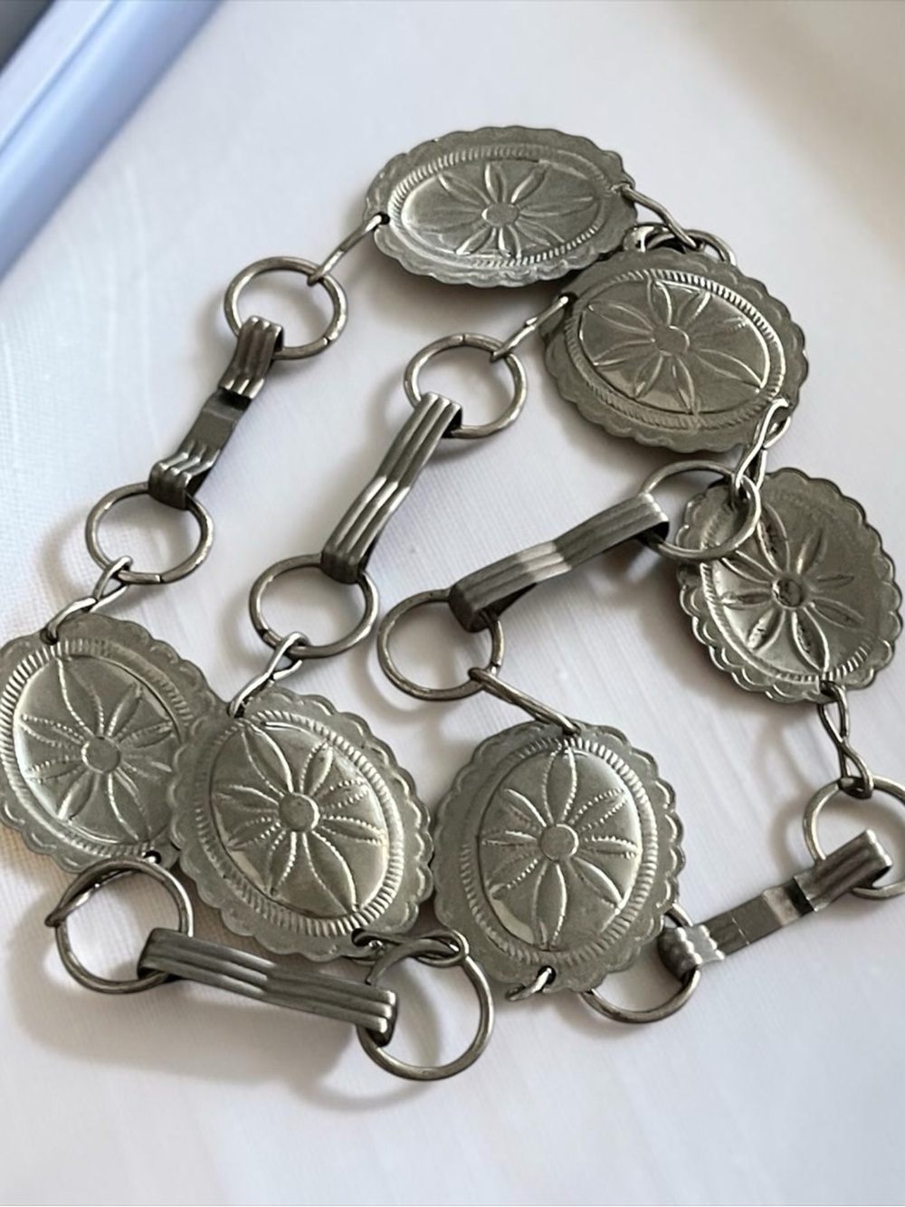 Silver-Tone Floral Concho Belt - Women Accessories